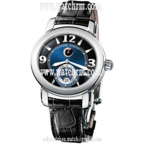 Ulysse Nardin Macho Palladium Blue Dial Black Leather Automatic Men's Watch 278-70-632