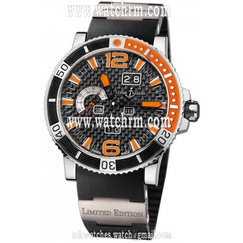 Ulysse Nardin Marine Aqua Perpetual Black Carbon Fiber Dial Rubber Men's Watch 333-90-3