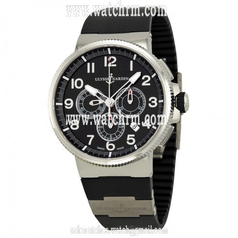Ulysse Nardin Marine Chronograph Black Dial Black Rubber Men's Watch 1503-150-3-62