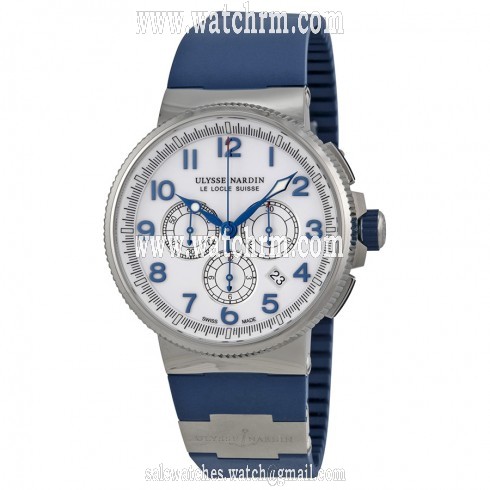 Ulysse Nardin Marine Chronograph White Dial Blue Rubber Men's Watch 15031503-60