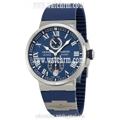 Ulysse Nardin Marine Chronometer Automatic Blue Dial Blue Rubber Men's Watch 1183-126-3-43