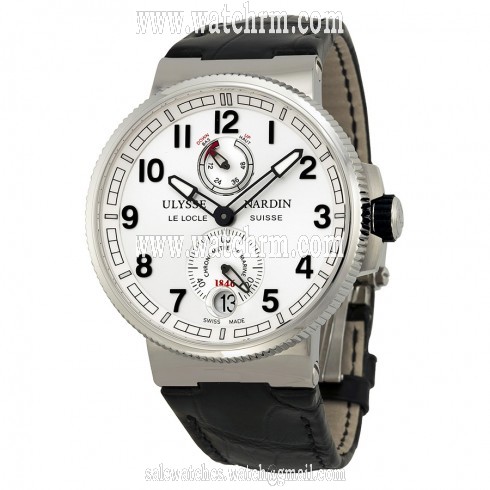 Ulysse Nardin Marine Chronometer Black Alligator Leather Men's Watch 1183-126-61