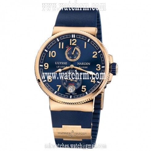 Ulysse Nardin Marine Chronometer Blue Dial 18K Rose Gold Automatic Men's Watch 1186-126-3-62