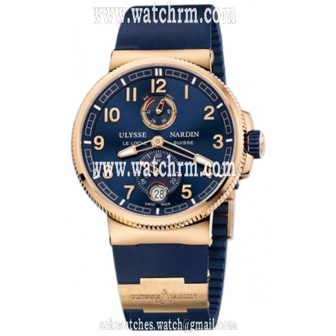Ulysse Nardin Marine Chronometer Manufacture Blue Dial Blue Rubber Men's Watch 11861263/63