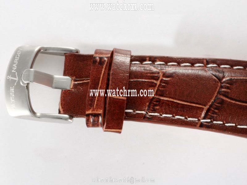 Ulysse Nardin Marine Collection 263-66 Brown Crocodile Leather Strap Round White Dial Watch