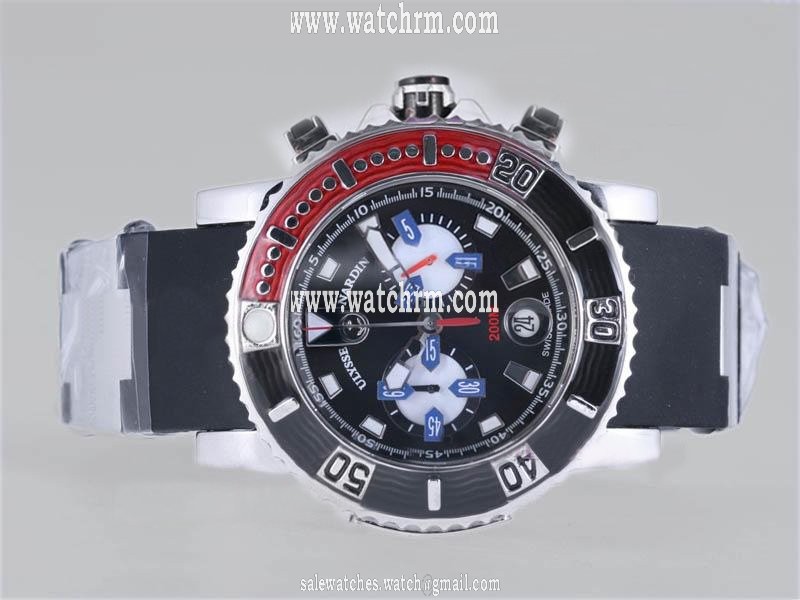 Ulysse Nardin Marine Collection 8003-102-3/92 Quartz Stainless Steel Bezel Black Dial Watch