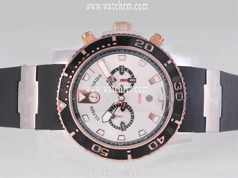 Ulysse Nardin Marine Collection 8006-102-3A/91 Round silver Rubber Strap Mens Watch