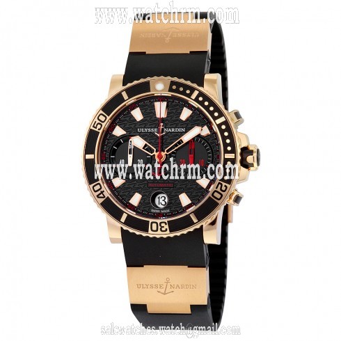 Ulysse Nardin Marine Diver Chronograph Automatic Black Dial Black Rubber Band Men's Watch 8006-102-3A/926