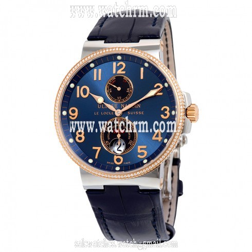 Ulysse Nardin Maxi Marine Automatic Blue Dial Diamond Stainless Steel and 18kt Rose Gold Men's Watch 265-66-BLUE
