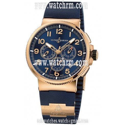 Ulysse Nardin Maxi Marine Chronograph Blue Dial 18K Rose Gold Automatic Men's Watch 1506-150LE-3-63-VB