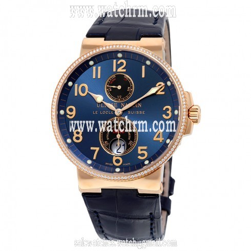 Ulysse Nardin Maxi Marine Chronometer Blue Dial Diamond 18kt Rose Gold Automatic Men's Watch 266-66-BLUE