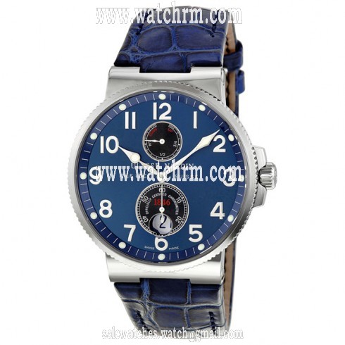 Ulysse Nardin Maxi Marine Chronometer Blue Dial Leather Men's Watch 263-66/623