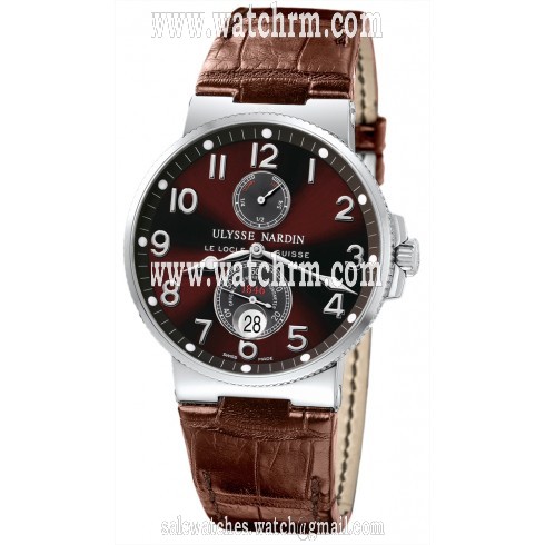 Ulysse Nardin Maxi Marine Chronometer Brown Dial Leather Automatic Men's Watch 263-66-625