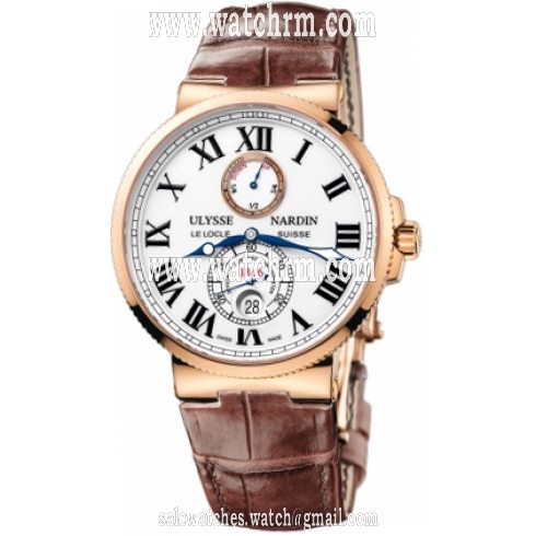 Ulysse Nardin Maxi Marine Chronometer White Dial Automatic 18 Carat Rose Gold Men's Watch 266-67/40