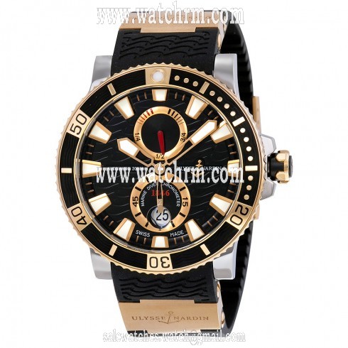 Ulysse Nardin Maxi Marine Diver Black Dial 18K Rose Gold Men's Watch 265-90-3-92