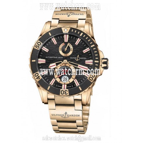 Ulysse Nardin Maxi Marine Diver Black Dial 18K Rose Gold Men's Watch 266-10-8M-92