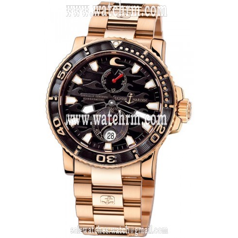 Ulysse Nardin Maxi Marine Diver Black Dial 18kt Rose Gold Men's Watch 266-37LE-8M