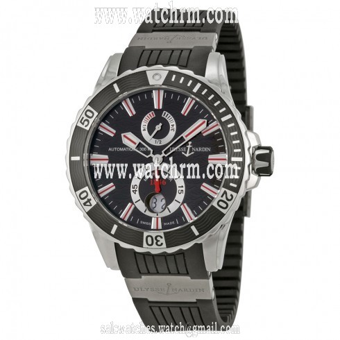 Ulysse Nardin Maxi Marine Diver Black Dial Black Rubber Men's Watch 263-10-3-92