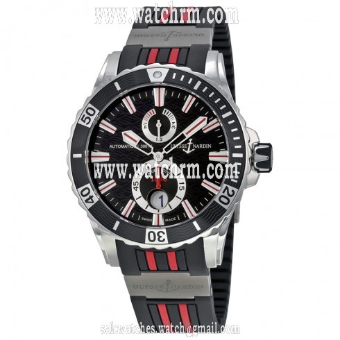 Ulysse Nardin Maxi Marine Diver Black Dial Black Rubber Men's Watch 63-10-3R-92