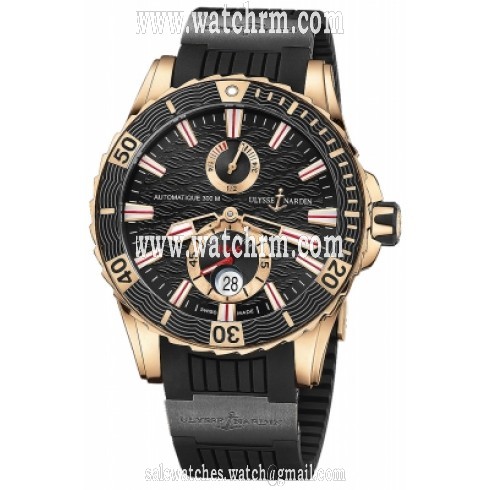 Ulysse Nardin Maxi Marine Diver Black Dial With Wave Design Automatic Men's Watch 266-10-3C/92