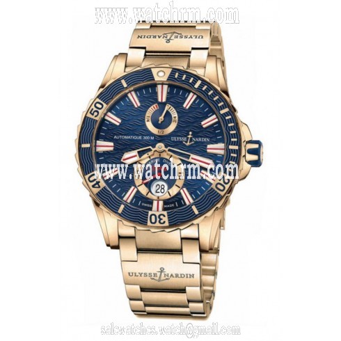 Ulysse Nardin Maxi Marine Diver Blue Dial 18K Rose Gold Men's Watch 266-10-8M-93