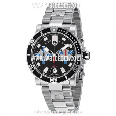 Ulysse Nardin Maxi Marine Diver Chronograph Black Dial Stainless Steel Men's Watch 8003-102-7-92