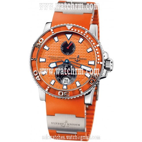 Ulysse Nardin Maxi Marine Diver Chronometer Orange Dial Rubber Strap Automatic Men's Watch 263-33-3-97