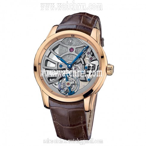Ulysse Nardin Skeleton Tourbillon Manufacture 18K Rose Gold Men's Watch 1706-129