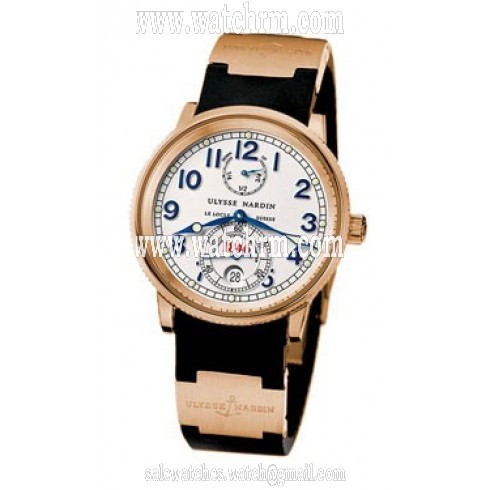 Ulysse Nardin White Dial 18kt Rose Gold Black Rubber Automatic Men's Watch 266-77-3