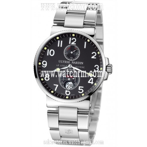 Ulysse Nardine Maxi Marine Chronometer Black Dial Stainless Steel Men's Watch 263-66-7-62
