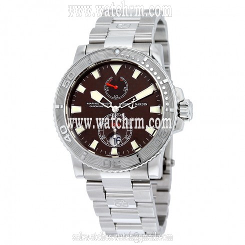 Ulysse Nardine Maxi Marine Diver Burgundy Dial Stainless Steel Men's Watch 263-33-7-95