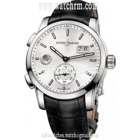 Ulysse Nardin GMT Dual Time Automatic Silver Dial Black Leather Men's Watch 3343126-91