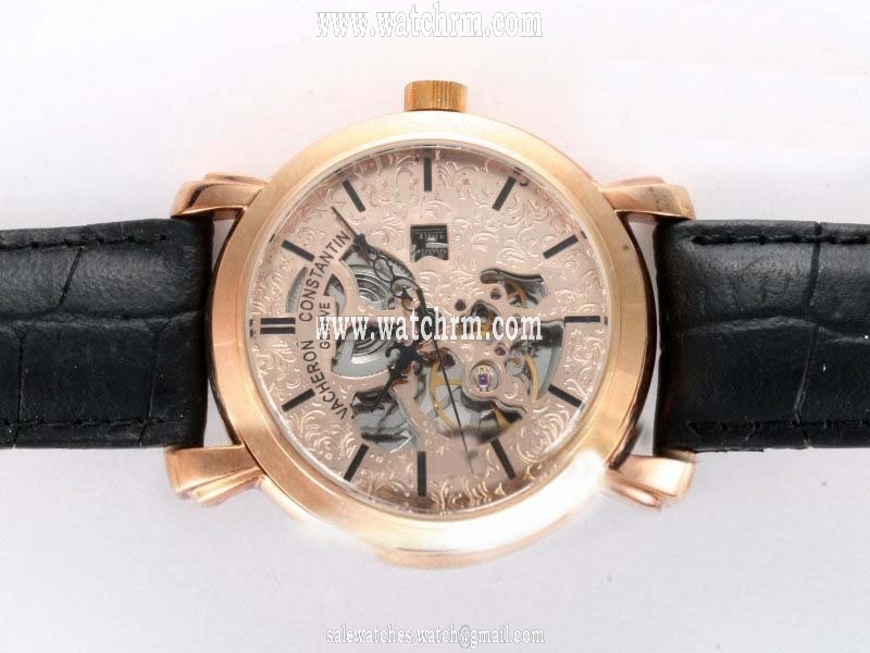 Vacheron Constantin Malte 43080 Black Crocodile Leather Strap 38mm Mens Watch