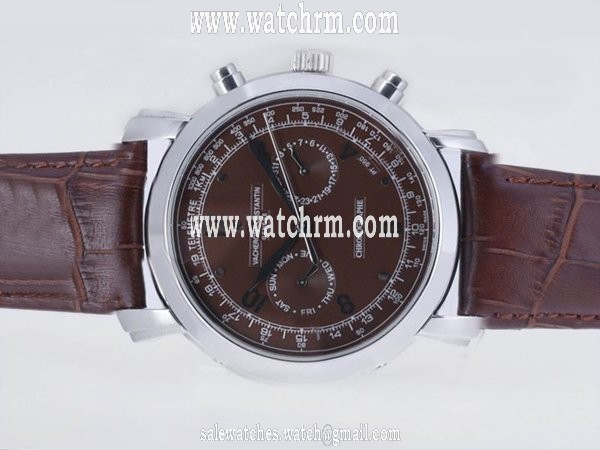 Vacheron Constantin Malte 47120 White Gold 40mm Brown Ostrich Leather Strap Brown Dial Watch