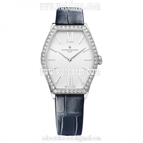 Vacheron Constantin Malte Silver Dial Blue Alligator Leather Ladies Watch 25530000G-9741