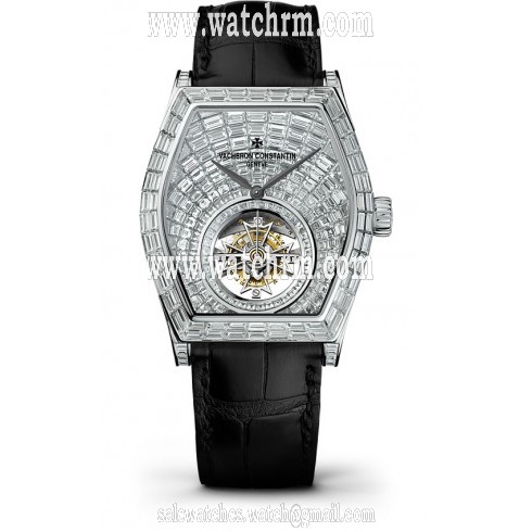 Vacheron Constantin Malte Tourbillon High Jewelry 18 Carat White Gold Diamond Pave Dial Men's Watch 30630/000G-9899