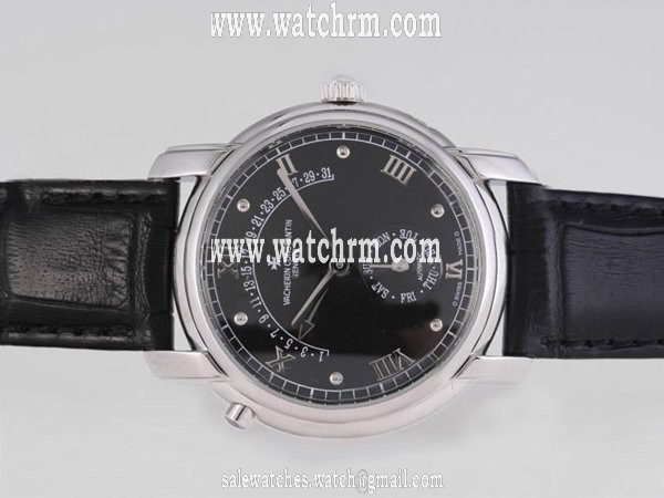 Vacheron Constantin Patrimony 47245 White Gold Round Mens Black Crocodile Leather Strap Watch