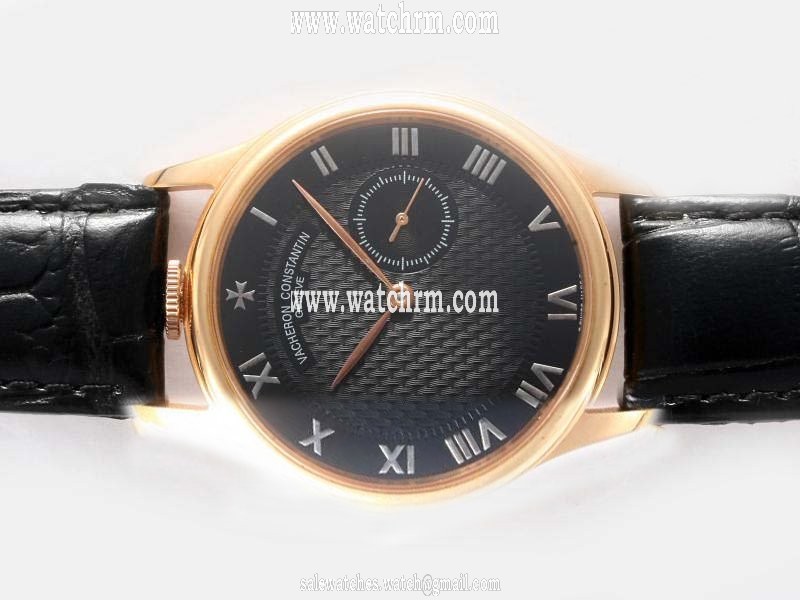 Vacheron Constantin Patrimony 87172/000J-9512 Black Cow Leather Strap Round Black Dial Watch