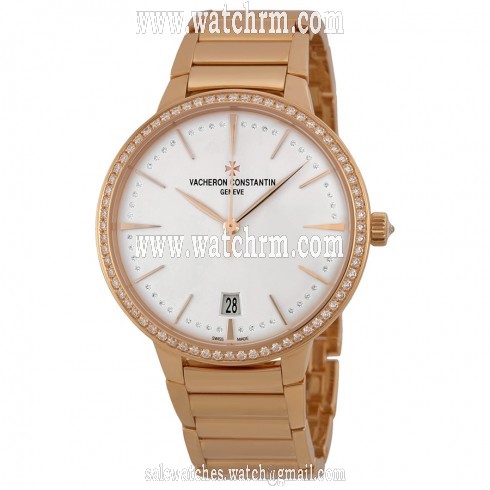 Vacheron Constantin Patrimony Contemporaine Silver Dial 18kt Rose Gold Ladies Watch 85515CA1R-9840