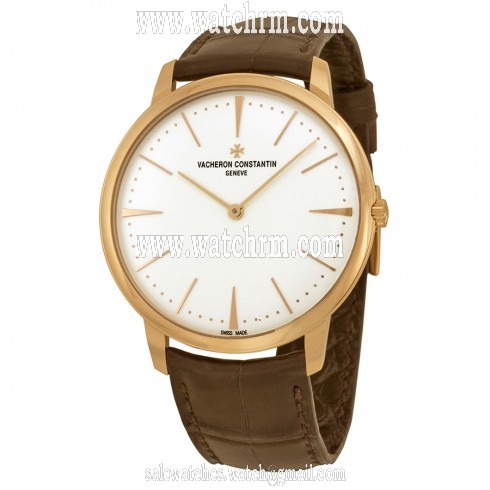 Vacheron Constantin Patrimony Grand Taille Manual Wind Silver Dial Brown Alligator Leather Men's Watch 81180000R-9159