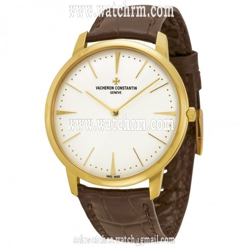 Vacheron Constantin Patrimony Grand Taille Manual Wind Silver Dial Brown Leather Men's Watch 81180000J-9118