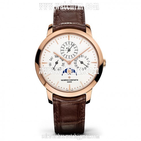 Vacheron Constantin Patrimony Perpetual Calendar Pink Gold Men's Watch 43175000R-9687