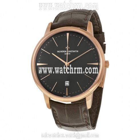 Vacheron Constantin Patrimony Slate Grey Dial Black Leather Men's Watch 85180/000R-9166