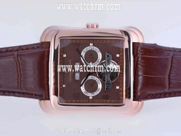 Vacheron Constantin Tourbillon 425.127.1098 Rose Gold Case Brown Dial Rectangle Watch