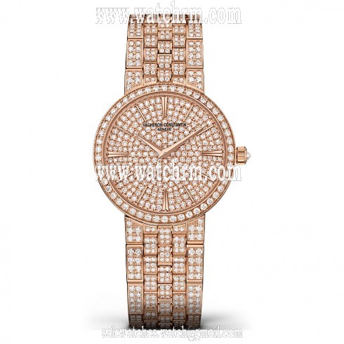 Vacheron Constantin Traditionnelle 18 Carat Pink Gold Diamond Pave Dial Ladies Watch 25575/Q02R-9281