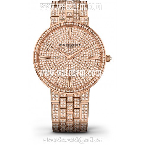 Vacheron Constantin Traditionnelle 18 Carat Pink Gold Diamond Pave Dial Men's Watch 81575/V02R-9275