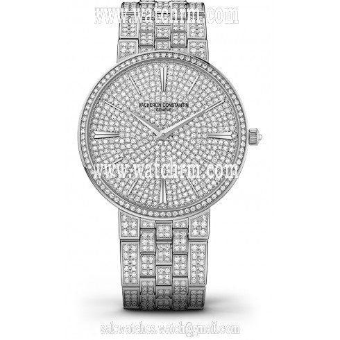 Vacheron Constantin Traditionnelle 18 Carat White Gold Diamond Pave Dial Men's Watch 81575/V02G-9274