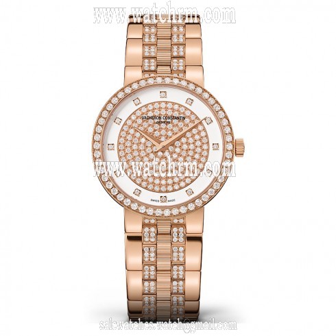 Vacheron Constantin Traditionnelle Center Diamond Pave Dial Ladies Watch 25554/Q03R-9696
