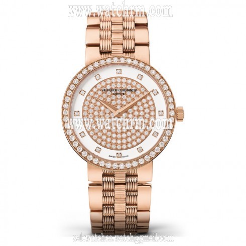 Vacheron Constantin Traditionnelle Diamond Pave Dial Ladies Watch 25553/Q01R-9696