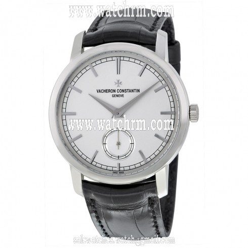 Vacheron Constantin Traditionnelle Silver Dial Black Leather Men's Watch 82172000G-9383